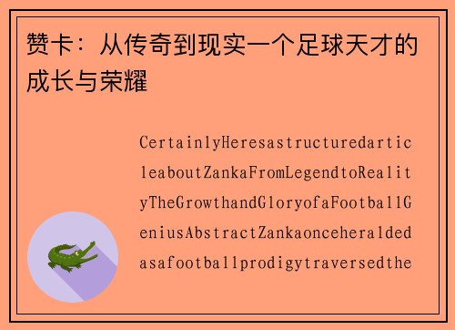 赞卡：从传奇到现实一个足球天才的成长与荣耀